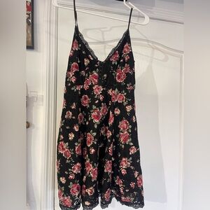 Betsey Johnson black lace floral slip dress